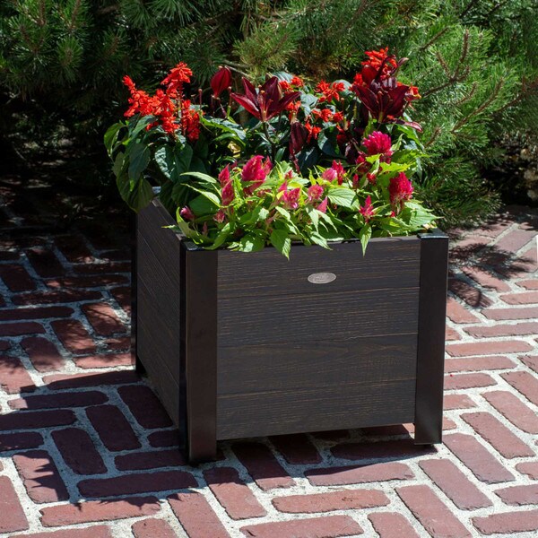 recycled wood square garden planter